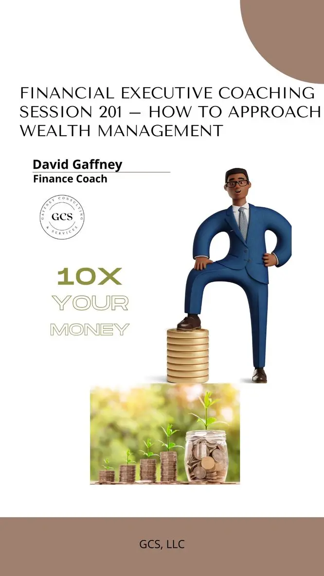 Financial coaching session on wealth management poster.