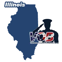 Illinois map with veteran business logo.